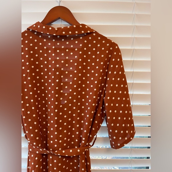 NEW Pretty Little Thing Burnt Orange Polka Dot Dress - Picture 6 of 8
